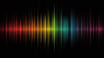 Abstract colorful audio or sound wave background illustration. music frequency curve line, digital radio signal spectrum, voice equalizer effect, volume waveform element in flow motion, neon vibrant.