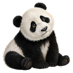 Obraz premium Cute and curious baby panda sitting on its haunches, showcasing its playful expression in a natural habitat PNG transparent