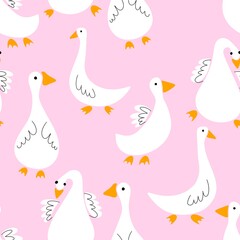 Spring animals seamless goose and easter eggs pattern for wrapping paper and fabrics and linens and kids clothes print and fashion textiles