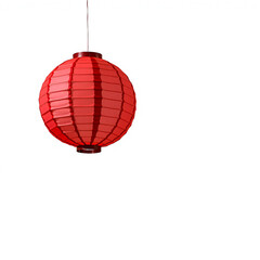 Obraz premium A bright red, round paper lantern with smooth, flawless material, isolated on a white background.