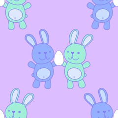 Easter rabbits seamless spring animals and eggs pattern for wrapping paper and fabrics