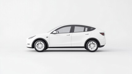 Fototapeta premium A digital illustration of a white car in a minimalist style, viewed from the side on a plain background. The design emphasizes sleek lines and modern aesthetics.