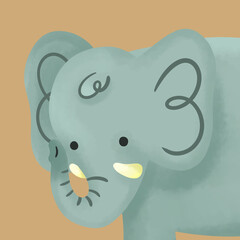 Cute Cartoon Elephant Illustration with Minimalist Style