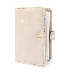 Passport in leather cover isolated on white