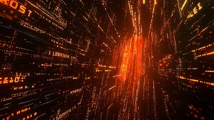 A stream binary code in a digital matrix design, symbolizing internet communication and data flow