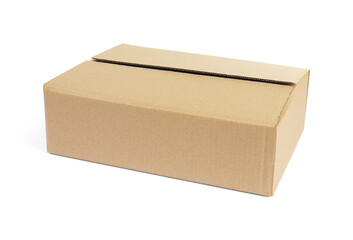 One cardboard parcel box isolated on white