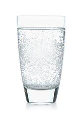 Refreshing soda water in glass isolated on white