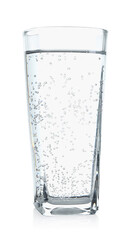 Refreshing soda water in glass isolated on white
