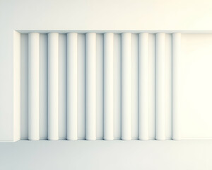 Obraz premium Minimalist white columns interior design, architectural background, empty space, product display