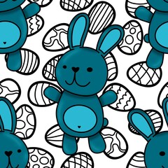 Spring animals seamless rabbit and easter eggs pattern for wrapping paper