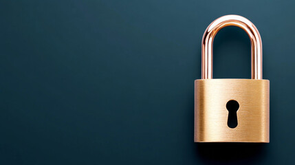 Fototapeta premium Golden padlock secured on a dark background with a keyhole exposed