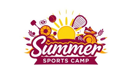 Naklejka premium Summer Sports Camp: Get ready for fun in the sun! Join us for a summer filled with sports, games, and fitness activities.