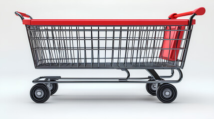 Isolated overhead view of an empty shopping cart