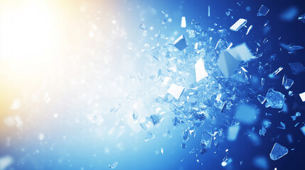 Exploding ice shards captured in motion symbolize the power and beauty of frozen elements in a dynamic scene with a bright background and blurred chaos creating a captivating, energetic composition

