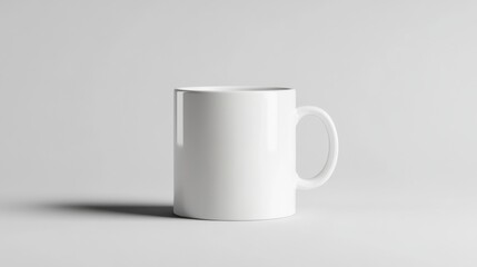 Obraz premium A white coffee mug stands alone on a transparent background, highlighting its simplicity and elegance. The mug casts a soft shadow on the surface.
