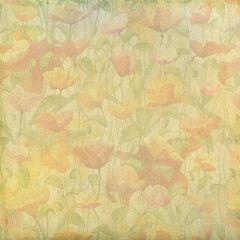 Pastel poppy field pattern with soft watercolor texture and vintage paper feel, perfect for floral backgrounds, stationery, and decorative designs.