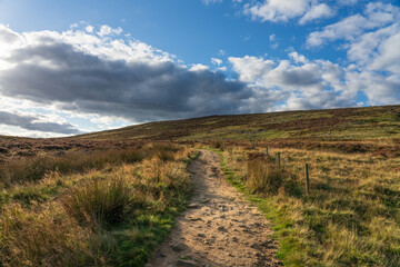 Path to Derwent Edge in Peak District. England