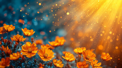 A serene and beautiful scene symbolizing Ascension Day with a bright background, offering a peaceful atmosphere with space for a caption and a blurred chaotic element in the distance

