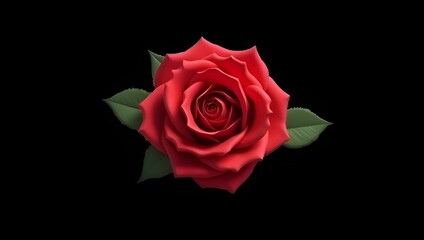 Fototapeta premium red rose isolated on black,realistic flower PNG, single flower on white background, minimalist floral design, elegant rose illustration, flower clipart PNG, modern floral graphic, realistic rose PNG, 