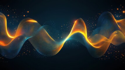Fototapeta premium Abstract Orange And Blue Glowing Waves Design
