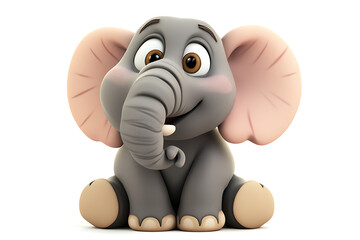 Naklejka premium A cute cartoon elephant sitting, smiling, and looking friendly.