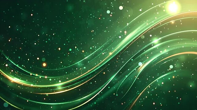 Elegant dark emerald green background with Gold shiny particles texture design