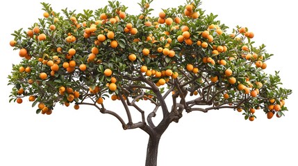 A service tree with clusters of small, round fruit isolated on white background