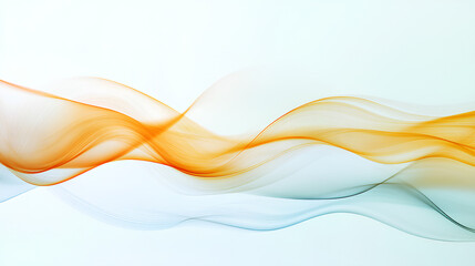Abstract flowing orange and blue waves on white background.