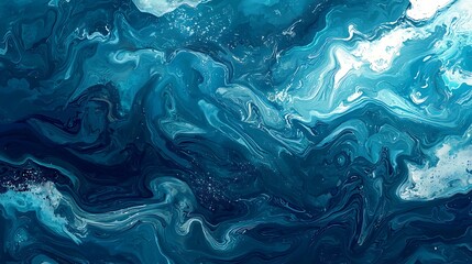 Abstract fluid blue ocean wave marine banner vector background illustration