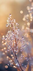 Fototapeta premium Dew-Kissed Branches: A Golden Hour Botanical Image