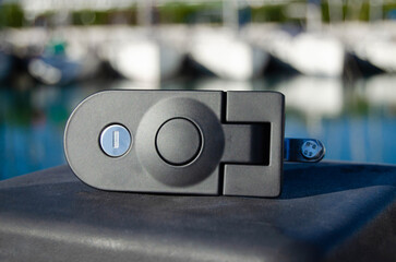 New black lever lock for the yacht's locker