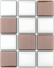 Fototapeta premium White and brown ceramic tiles, square pattern, kitchen backsplash, home improvement