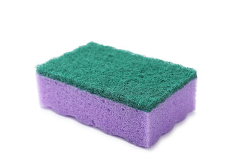 One purple sponge isolated on white. Cleaning tool