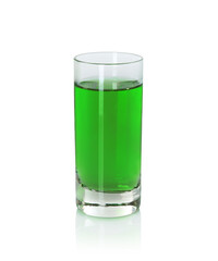 Absinthe in shot glass isolated on white