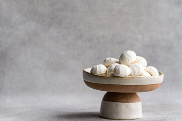 Homemade Mini Zephyr Marshmallows on Pedestal Dish