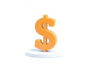 3D Dollar Sign Icon Highlighting Financial Growth for Startups and Business Infographics