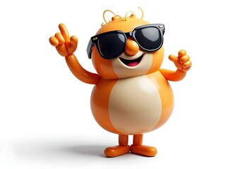 Obraz premium Stylish Balloon Mascot in Sunglasses Posing Confidently on White Background