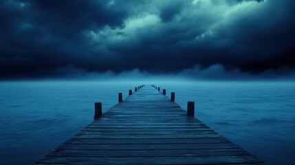 Obraz premium Pier Extending into Foggy Lake