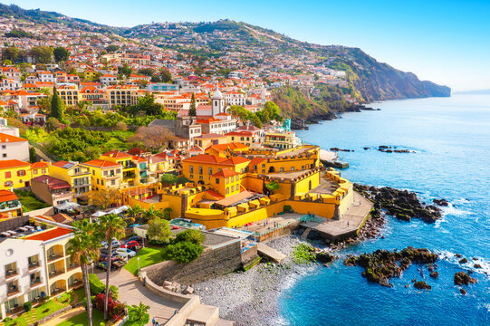 Panoramic view of the capital of Madeira island Funchal, Portugal 
