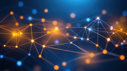 Abstract Network Connections Illuminated In Orange And Blue Hues