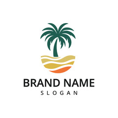 Fototapeta premium Palm tree logo vector icon illustration