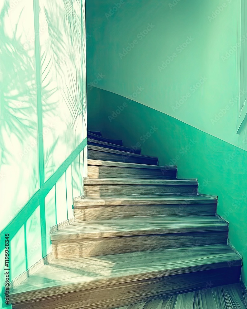 Aufkleber Stairs Rise Towards Serenity With Minimalist Design and Gentle Light Gradient in Inviting Space