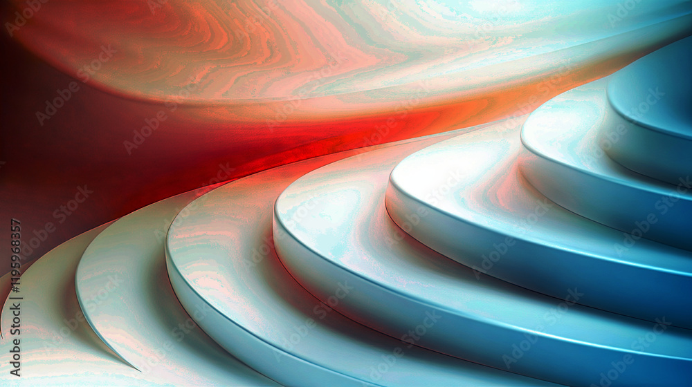 Poster sharp lines of sleek stairs elegantly rise into a gentle gradient background