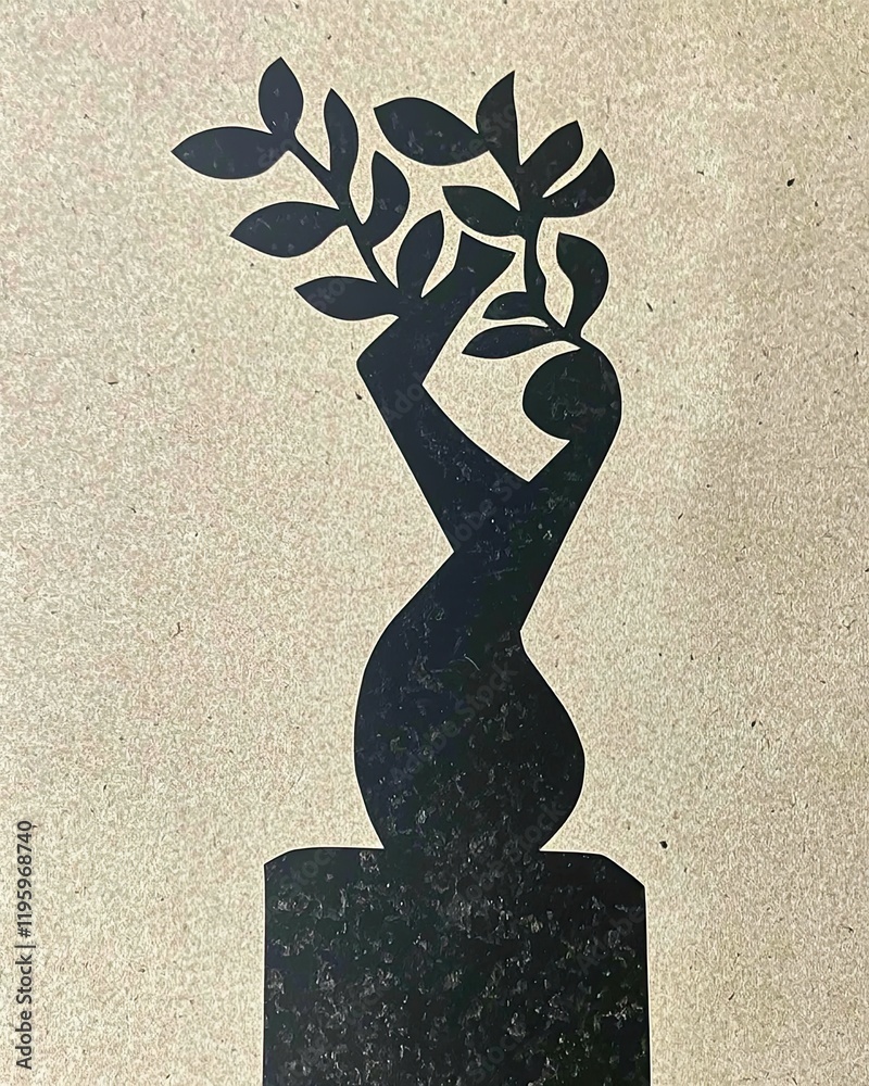 Aufkleber silhouette of a figure ascending with a branch against a soft gradient background symbolizing growth