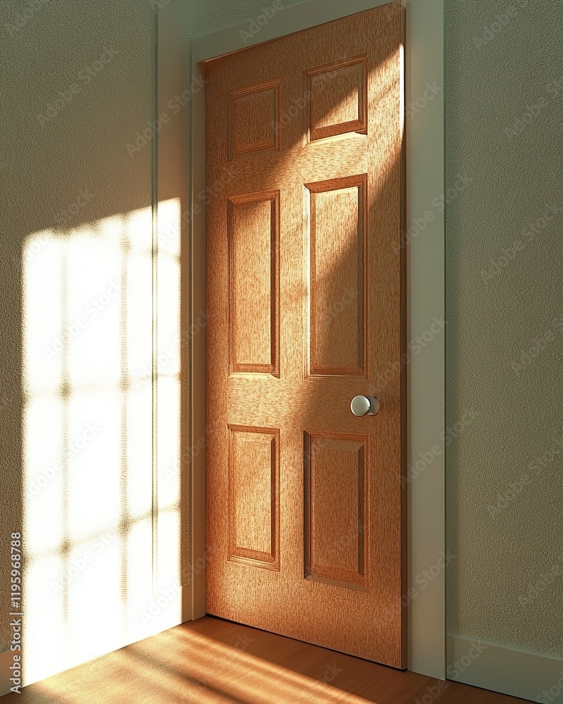 Poster Light Streams Through an Open Door Inviting Warmth and Hope Into a Serene Space