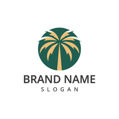Palm tree logo vector icon illustration