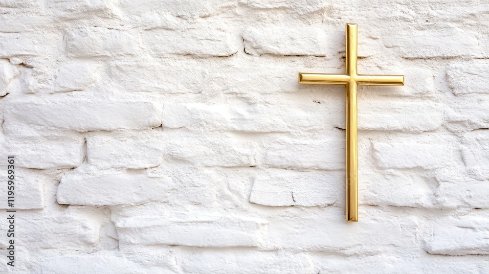 Poster gold cross radiating light and symbolizing faith in a minimalistic setting