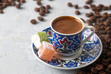 Traditional delicious Turkish coffee or Greek coffee