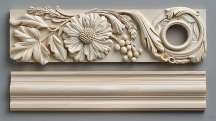 Naklejka premium Ornamental Details: Architectural embellishments like carvings, moldings, and motifs that create a visually captivating and refined appearance on buildings. 