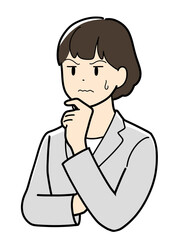 Fototapeta premium 悩んでいるスーツ姿の女性のイラスト